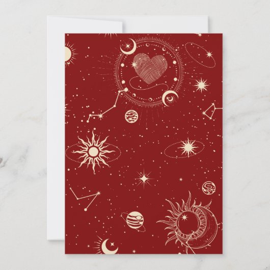 レッド タロット ボホ ミスティカル ムーン ロマンス ウェディング セーブザデート (裏面)