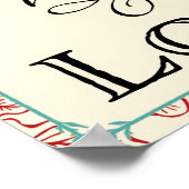 レッド&ターコイズ信仰希望ラブタイポグラフィポスター ポスター (角)