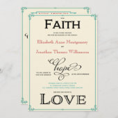 レッド&ターコイズ素朴カントリーウェディング招待状 招待状 (正面/裏面)