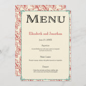 レッド＆ターコイズ カントリーウェディング レセプション メニュー 招待状 (正面/裏面)