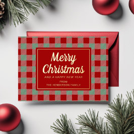 レッド ターターンチェック クリスマス ゴールド 箔シーズンカード