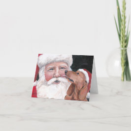 レッド·ダクシュンキスをするト·サンタクロース·ドッグ·アート·ノート·カー シーズンカード