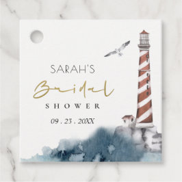 レッド ダスキー ブルー ライトハウス シー ブライダル シャワー フェイバータグ