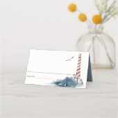 レッド ダスキー ブルー ライトハウス シー ブライダル シャワー プレイスカード (裏面)