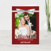 レッド・ダマスク夫妻たった今結婚しました披露宴 招待状 (正面)