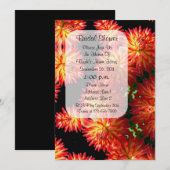 レッド ダリア フラワー アート ブライダル シャワー 招待状 (正面/裏面)