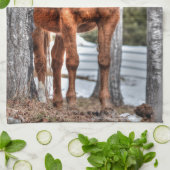 レッド・ダン・ランチ馬の動物の恋人の写真 キッチンタオル (折り畳み)