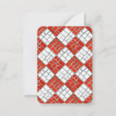 レッド チェック モザイク 3.5x2.5 フラット ノート カード / 垂直 (正面)