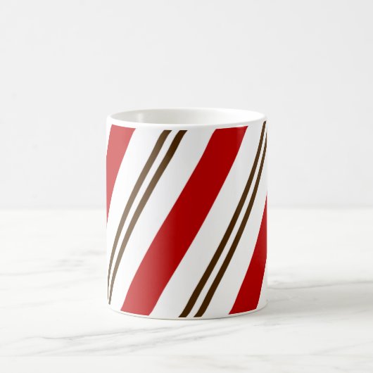 レッド&チョコレートブラウンキャンディーケーンクリスマス コーヒーマグカップ (中央)