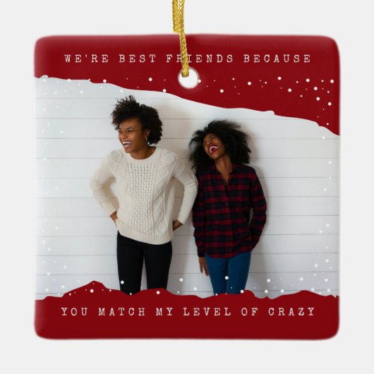 レッド | ツーフォトタイプライター最高のフレンドホリデー セラミックオーナメント (正面)