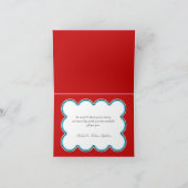 レッド & ティール、ブラックリボン エレガント サンクスカード サンキューカード (内部)