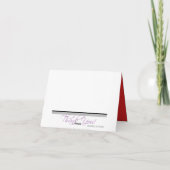 レッド & ティール、ブラックリボン エレガント サンクスカード サンキューカード (裏面)