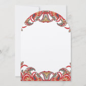 レッド&ティール（緑がかった色）ヴィンテージペイズリーダマスクウェディング招待状 招待状 (裏面)