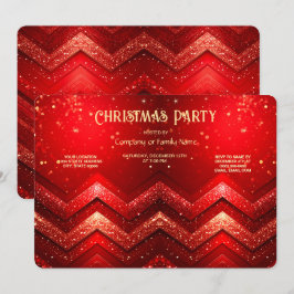 レッド デコレーション クリスマス ギラギラ ホリデーパーティー 招待状