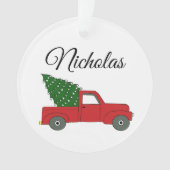 『レッド・トラックパーソナライズされた』  オーナメント (正面)