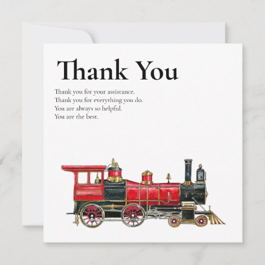 レッド・トレイン・フラットありがとうすべてのカード サンキューカード (正面)