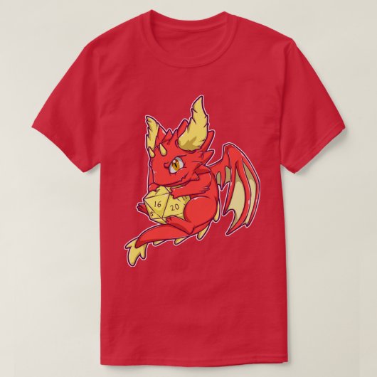 レッド・ドラゴンとD20 Tシャツ (デザイン正面)