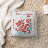レッド・ドラゴン中国の・ペーパーカット旧正月2024 クッション (ブランケット)