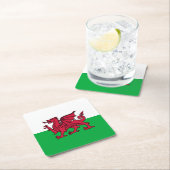 レッド・ドラゴン ケルトのウェールズ旗 & ウェールズ スクエアペーパーコースター (インサイチュ)