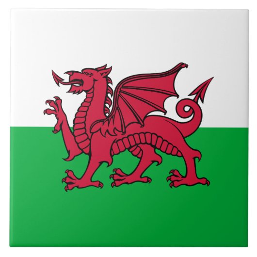 レッド・ドラゴン ケルトのウェールズ旗 & ウェールズ タイル (正面)