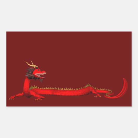 レッド・ドラゴン 長方形シール (正面)
