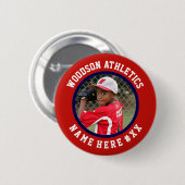 レッド&ネイビーカスタムスポーツチームピン/ボタン 缶バッジ (正面&裏面)