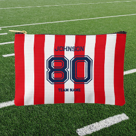 レッド&ネイビースポーツチーム名前をカスタムするナンバーチーム アクセサリーポーチ