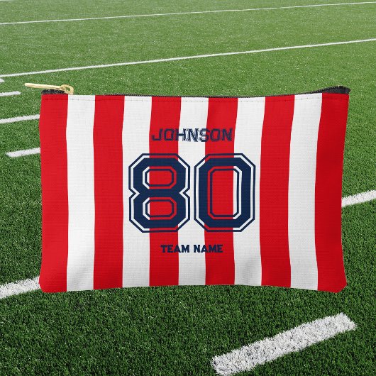 レッド&ネイビースポーツチーム名前をカスタムするナンバーチーム アクセサリーポーチ