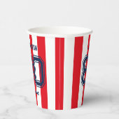 レッド&ネイビースポーツチーム名前をカスタムするナンバーチーム 紙コップ (右)