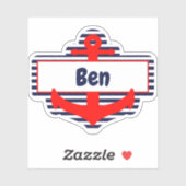 レッド&ネイビーブルーいかり名学校用ステッカー シール (シート)