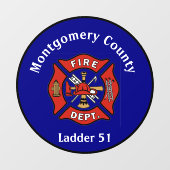 レッド&ネイビーブルー消防局ロゴカスタム ウィンドウサイン (シート)