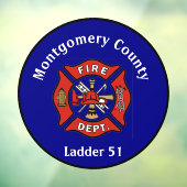 レッド&ネイビーブルー消防局ロゴカスタム ウィンドウサイン (シート3)