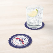 レッド&ネイビーブルー航海のいかり結婚ズモノグラム ペーパーコースター (インサイチュ)