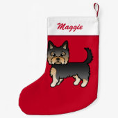 レッド&ネームにブラック&タン・ヨークシャー・テリア スモールクリスマスストッキング (裏面)