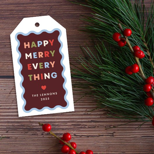 レッド ハッピー メリー ウェイビー クリスマス ギフト タグ