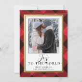 レッド バッファロー プライドの素朴な赤いチェック柄｜ホリデーシーズンの素朴な写真 シーズンカード (正面)