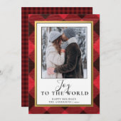 レッド バッファロー プライドの素朴な赤いチェック柄|ホリデーシーズンの素朴な写真 シーズンカード (正面/裏面)