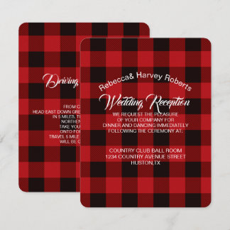 レッド バッファロー プラッドのラスティックな冬のウェディング レセプション 招待状