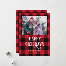 レッド バッファロー プリント モダン デコレーション ハッピー シーズンカード