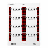 レッド·バッファロー·プレイドこんにちは私の名前は名前タグ ラベル (フルシート)