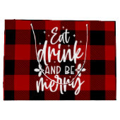 レッド・バファロー・チェック柄「Eat, Drink & Be Merry」 ラージペーパーバッグ (裏面)