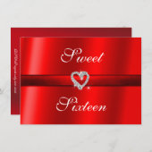 レッド・バレンタニ結婚ーのSweet sixteen招待状 招待状 (正面/裏面)