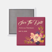 レッド・バーガンディー 結婚式 Save The Date 招待状 マグネット (正面/裏面)