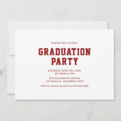 レッド・バーシティスポーツ写真卒業パーティー 招待状 (裏面)