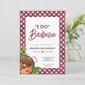 レッド・バーベキュー・ウェディング・シャワー Rustic Red I DO 招待状 (スタンド正面)