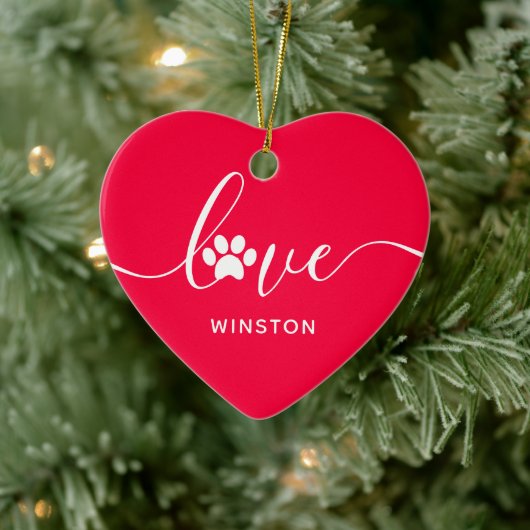 レッド・パウ・プリント・ペット・メモリアル セラミックオーナメント (ツリー)