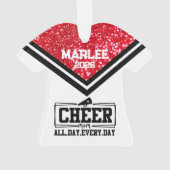 レッド&パーソナライズされたブラック応援ママオーナメント オーナメント (裏面)