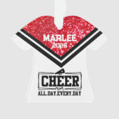 レッド&パーソナライズされたブラック応援ママオーナメント オーナメント (正面)