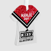 レッド&パーソナライズされたブラック応援ママオーナメント オーナメント (正面)