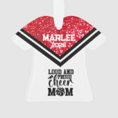 レッド&パーソナライズされたブラック応援ママオーナメント オーナメント (裏面)